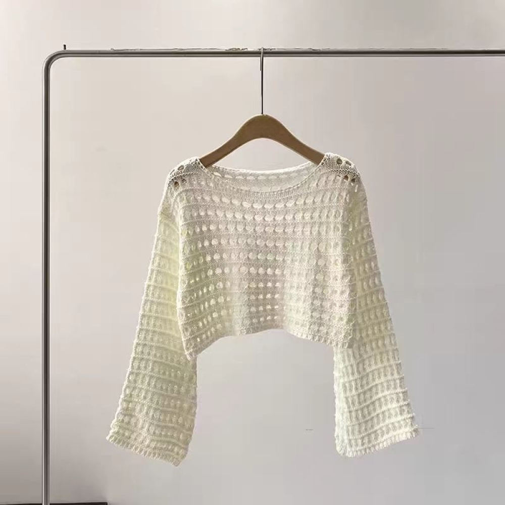 여성용 여름용 니트 스웨터, 프랑스 스타일의 컷아웃 디 - Crop Top Crochet 리뷰 및 가격