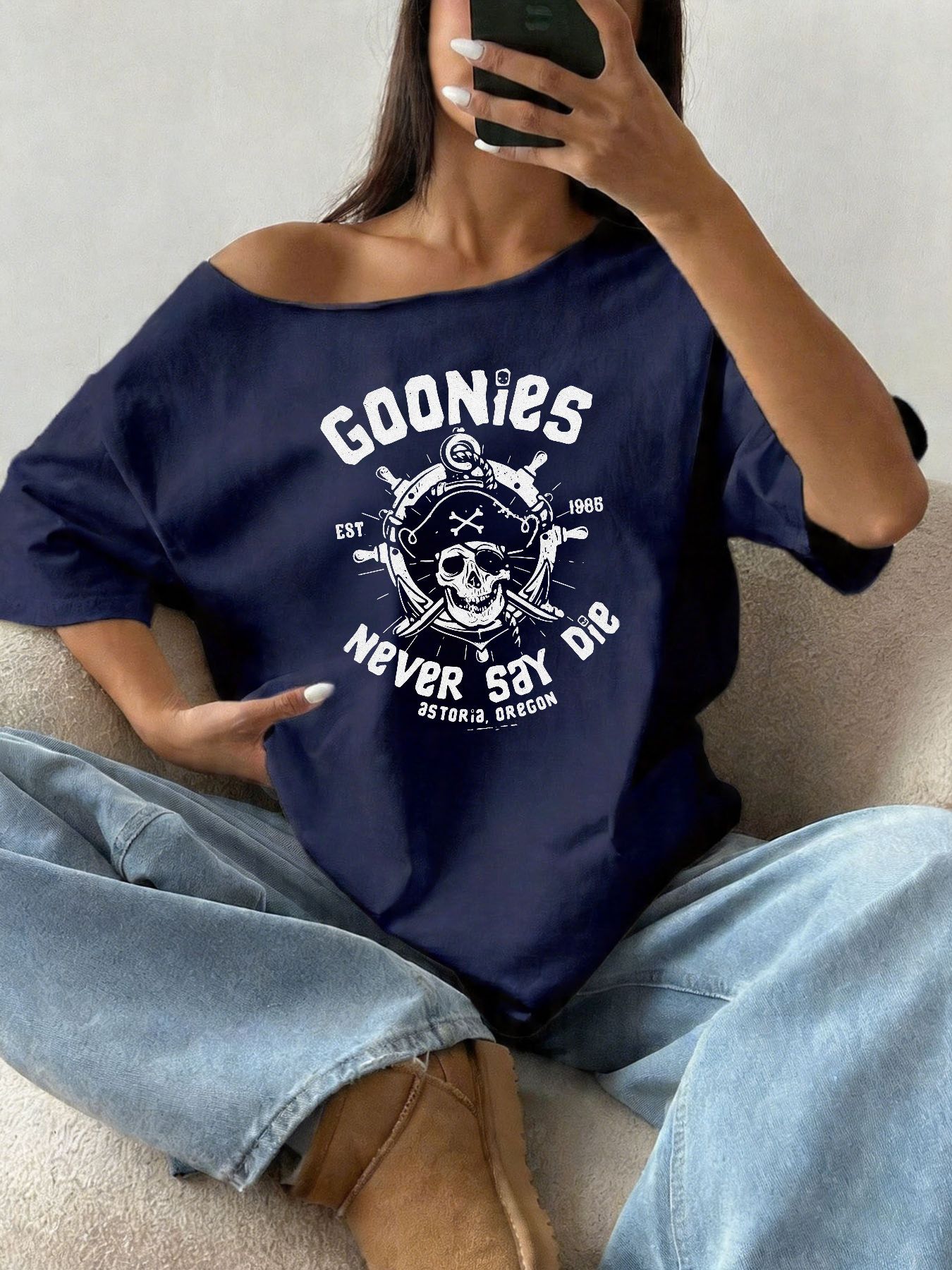 100% 면 플러스 사이즈 해골 해적 그래픽 프린트 숄 - Blouse Off Shoulder 리뷰 및 가격