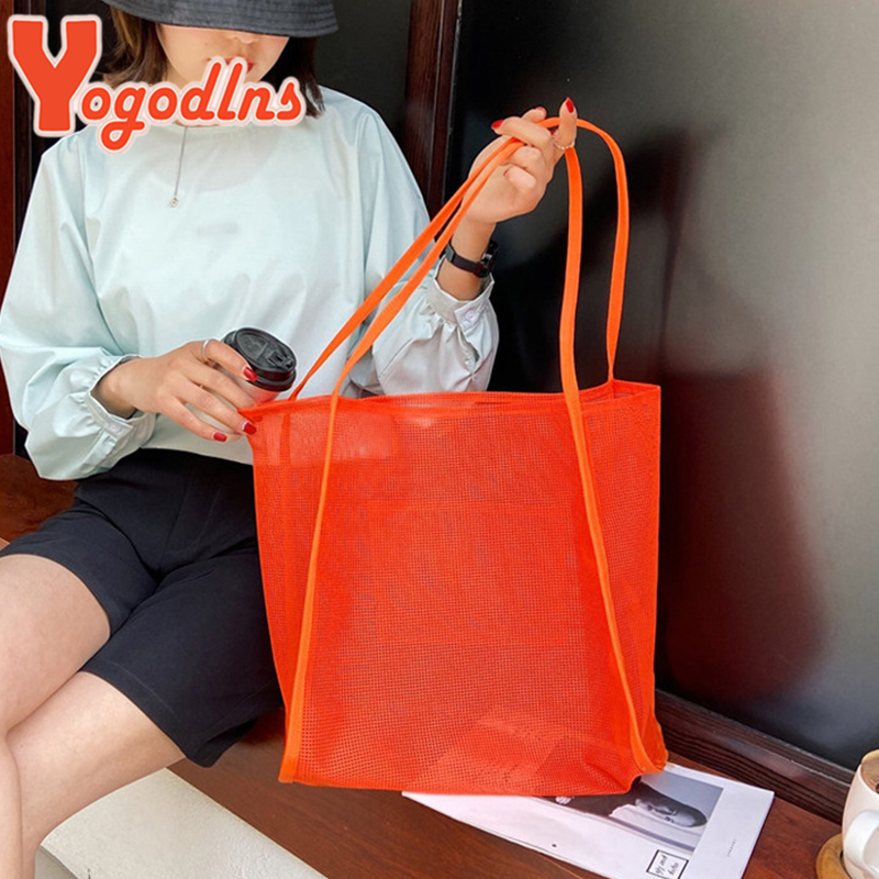 Yogodlns 트렌디 한 새로운 메쉬 중공 토트 백  - Tote Bag Beach 리뷰 및 가격