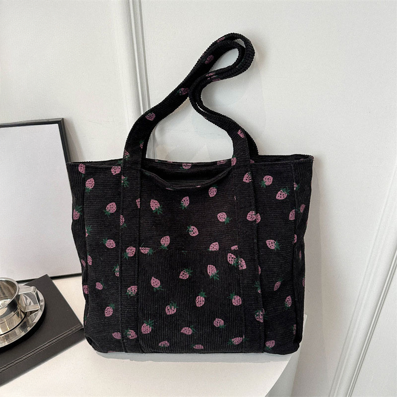 대용량 심플 통근 여성 토트백, 코듀로이 핸드백 딸기  - Tote Bag Beach 리뷰 및 가격