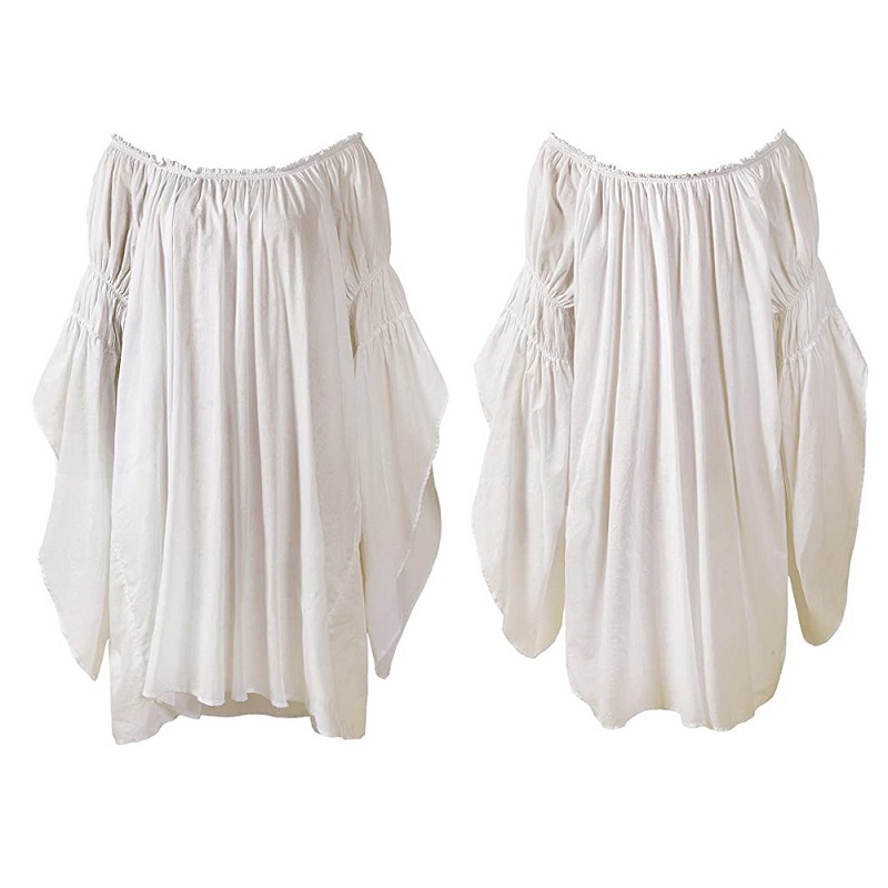 빈티지 중세 르네상스 블라우스 롱 플레어 러플 소매 오 - Blouse Off Shoulder 리뷰 및 가격