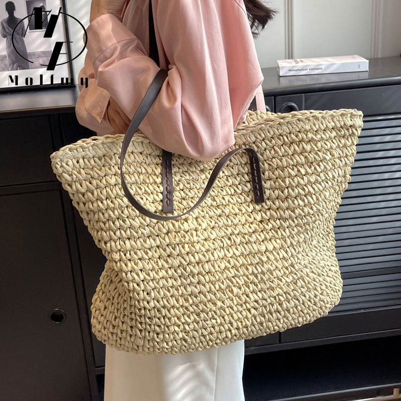 짚으로 엮은 토트백, 캐주얼한 스타일, 넉넉한 수납 공 - Tote Bag Beach 리뷰 및 가격