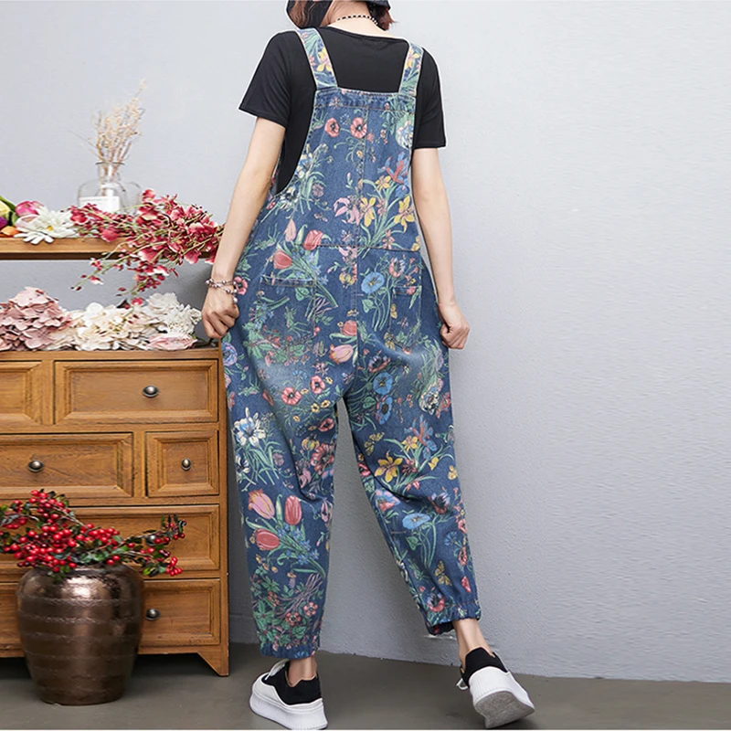 캐주얼 streetwear 인쇄 꽃 데님 점프 슈트 여 - Romper Floral Print 리뷰 및 가격