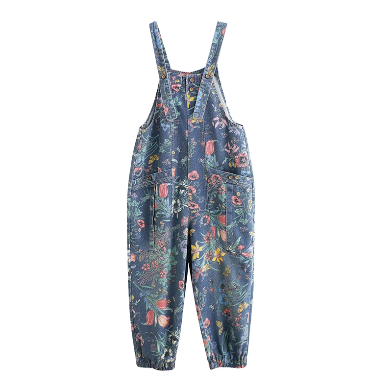 캐주얼 streetwear 인쇄 꽃 데님 점프 슈트 여 - Romper Floral Print 리뷰 및 가격