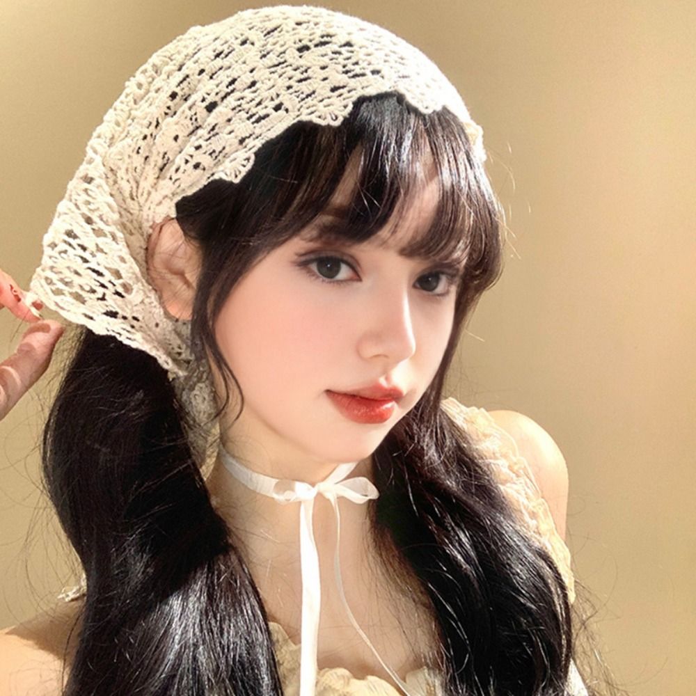 달콤한 시스루 메쉬 플로럴 레이스 스카프, 홀로우 디자 - Headband Summer Knit 리뷰 및 가격