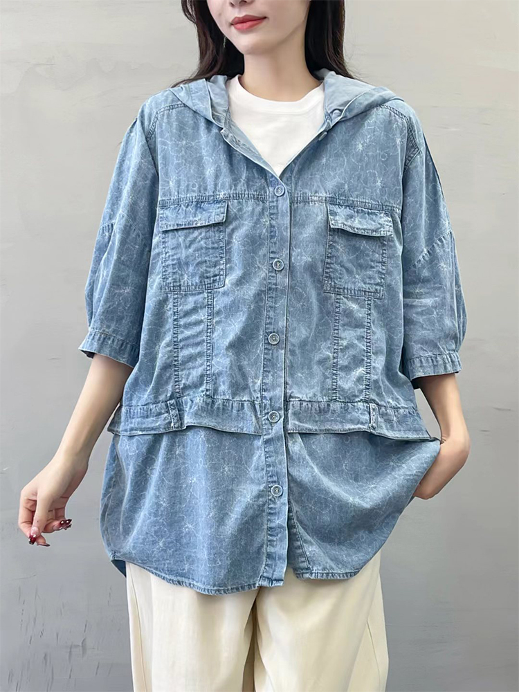 Amax luluE 여름 여성 데님 후드 꽃 탑 패션  - Romper Floral Print 리뷰 및 가격